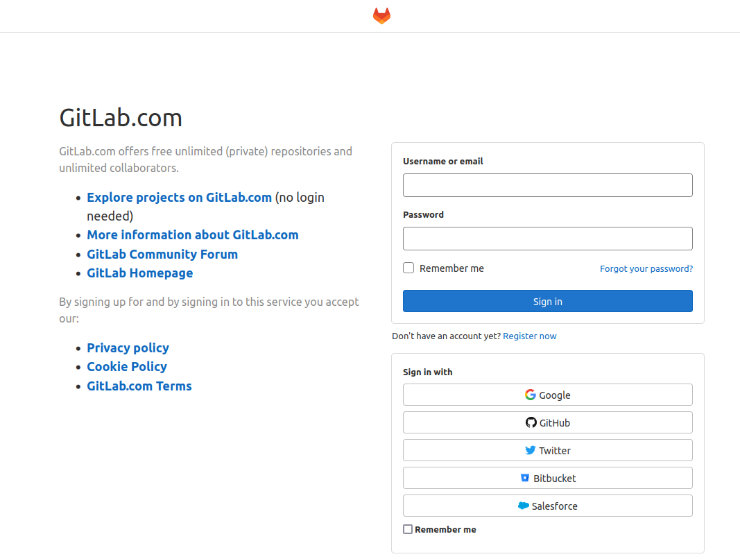 Gitlab Sign-in page